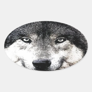 Sticker Ovale Wolf Eyes