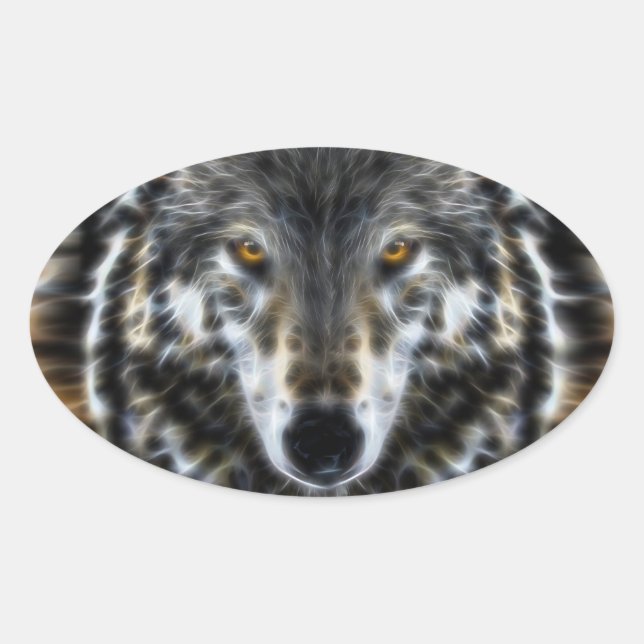 Sticker Ovale Wolf Inspiration intense Portrait (Devant)