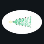 Sticker Ovale Words de Christmas<br><div class="desc">Tree shape with Christmas related words inside of it.</div>