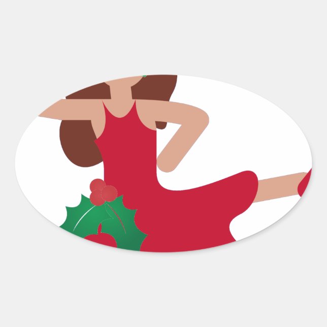 Sticker Ovale xmas flamenco danseur émoji (Devant)