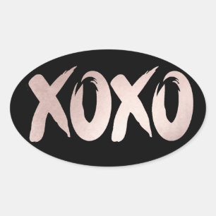 Sticker Ovale XOXO rose pâle   Script de brosse lettres main