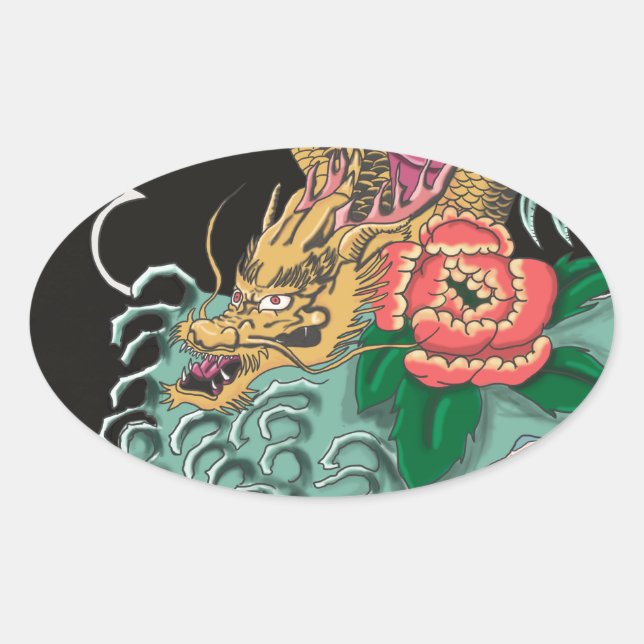 Sticker Ovale Yakuza Tattoo (Devant)