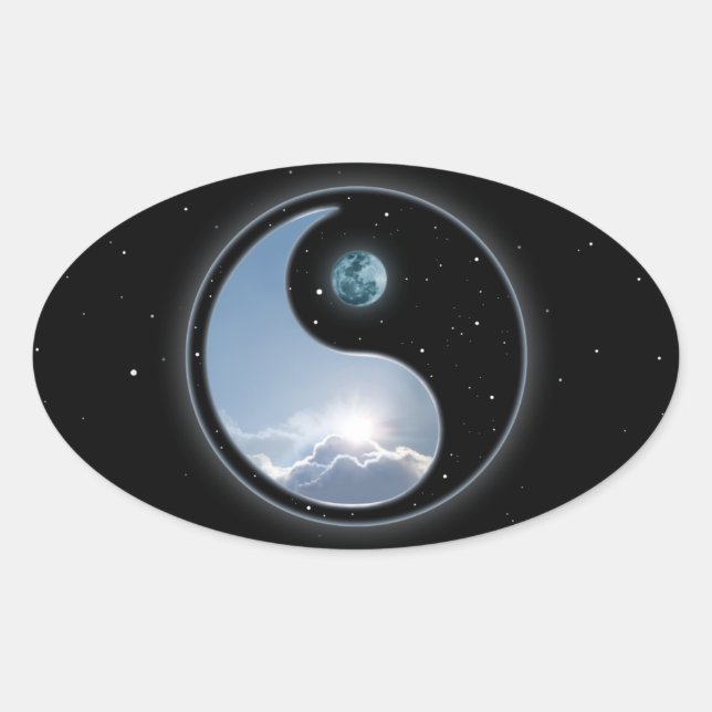 Sticker Ovale Yin Yang Moon Sun (Devant)