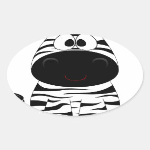 Sticker Ovale Zebra mignonne Animal Stripes Jungle Safari Whimsi