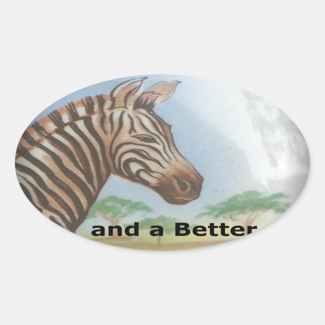 Sticker Ovale Zebra Portrait, Amboseli : L'Esprit du Savann (Devant)