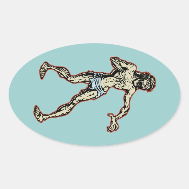 Sticker Ovale Zombie Jésus 1 (Devant)