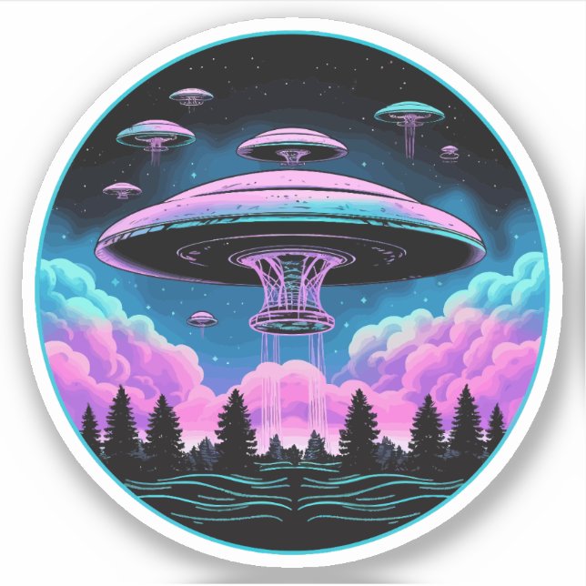 Sticker OVNI Aliens Invasion esthétique (Devant)