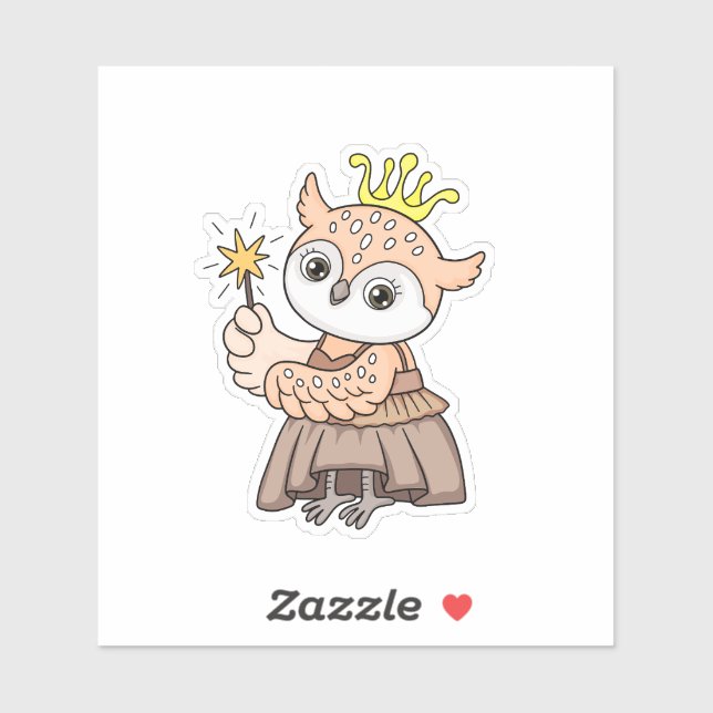 Sticker Owl Princess (Feuille)
