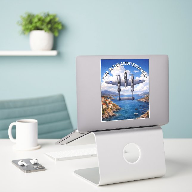 Sticker P-38 Lightning in the Mediterranean Theater (Ordinateur portable sur le bureau)