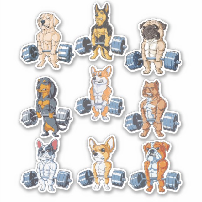 Sticker Pack Amateur De Gym De Chien - Amusant Gym Lover P (Devant)