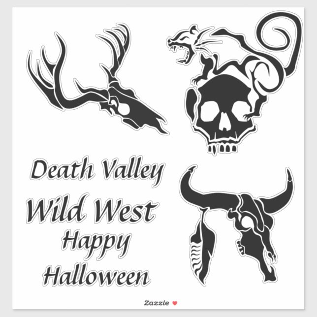 Sticker Pack Bundle Wild West Black Skull (Feuille)
