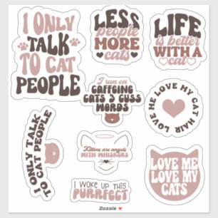 Sticker pack chats mignons motivation citation rétro drôle
