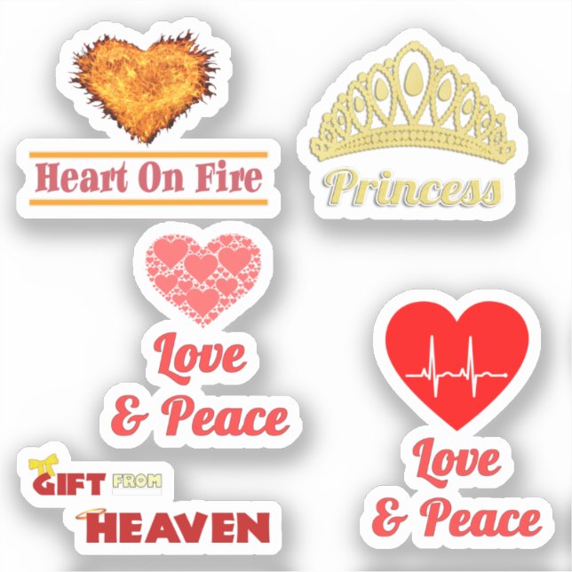Sticker [Pack] Coeur d'amour et de passion | Amour et paix (Recto)
