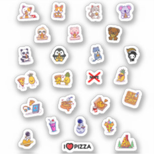 Sticker Pack d'ananas animal pour astronaute de pizza Cute