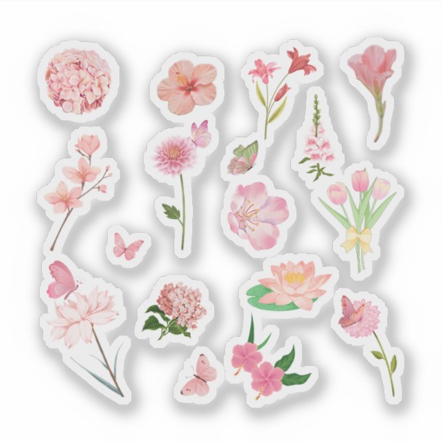 Sticker Pack d'autocollants à fleurs roses (Devant)