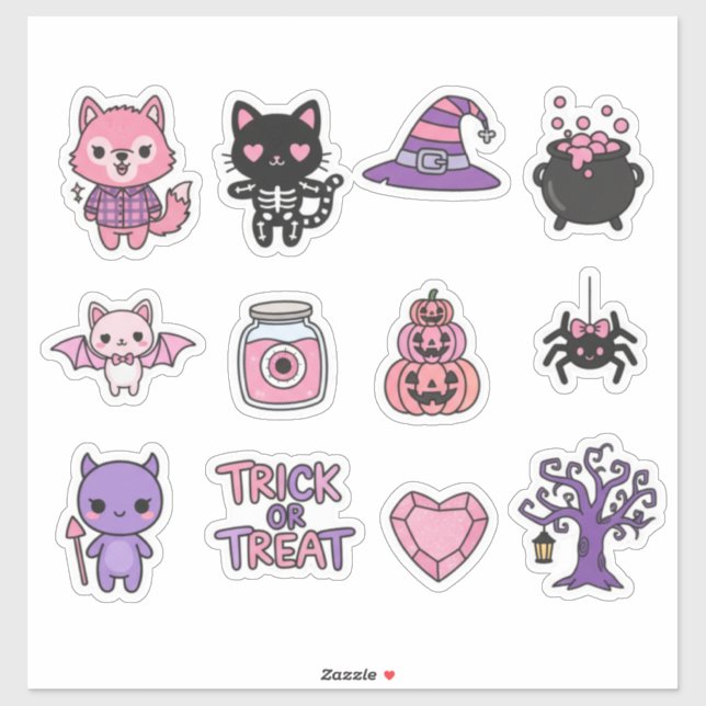 Sticker Pack d'autocollants Adorable Kawaii Halloween (Feuille)