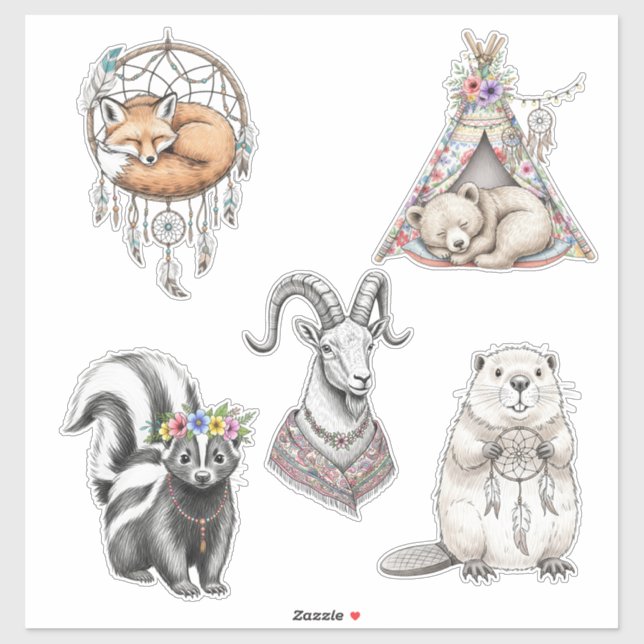 Sticker Pack d'autocollants Animaux Fantaisistes de la For (Feuille)