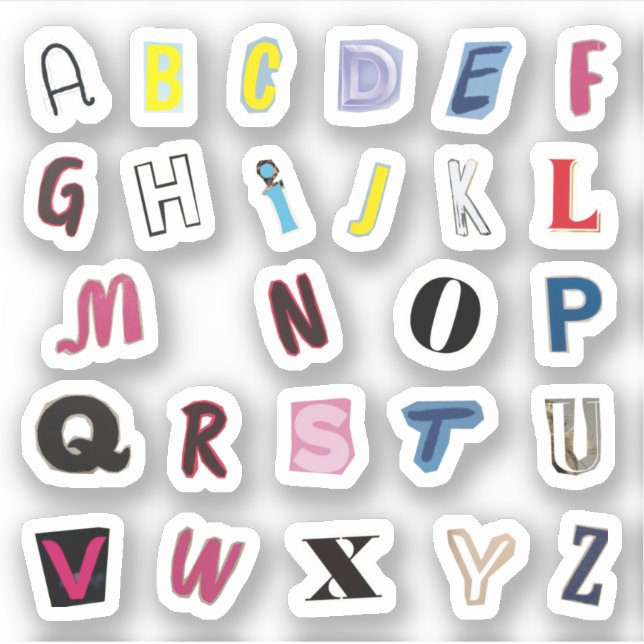 Sticker Pack d'autocollants coupants Alphabets A à Z (Devant)
