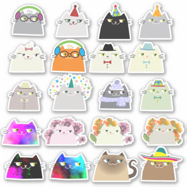 Sticker Pack d'autocollants de chat mignon Chats Mochi Kaw (Devant)