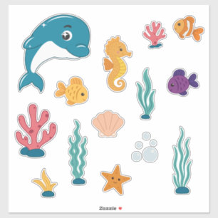 Sticker Pack d'autocollants de créatures marines mignonnes