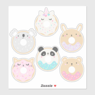Sticker Pack d'autocollants de donut d'animaux de bébé Kaw