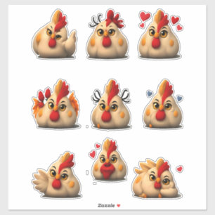 Sticker Pack d'autocollants de poulet drôle — Coq dodu