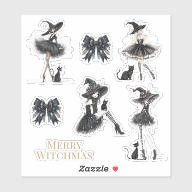 Sticker Pack d'autocollants de sorcière gothique Merry Wit (Feuille)