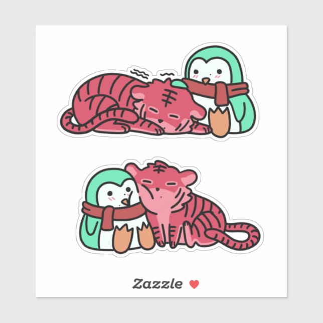 Sticker Pack d'autocollants de tigre de fraise et de pingo (Feuille)