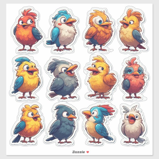 Sticker Pack d'autocollants décoratifs d'oiseaux chanteurs (Feuille)