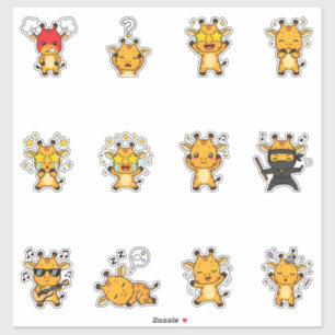 Sticker Pack d'autocollants d'émoji de girafe mignon