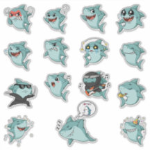 Pack d'autocollants d'émoticônes de requin mignon