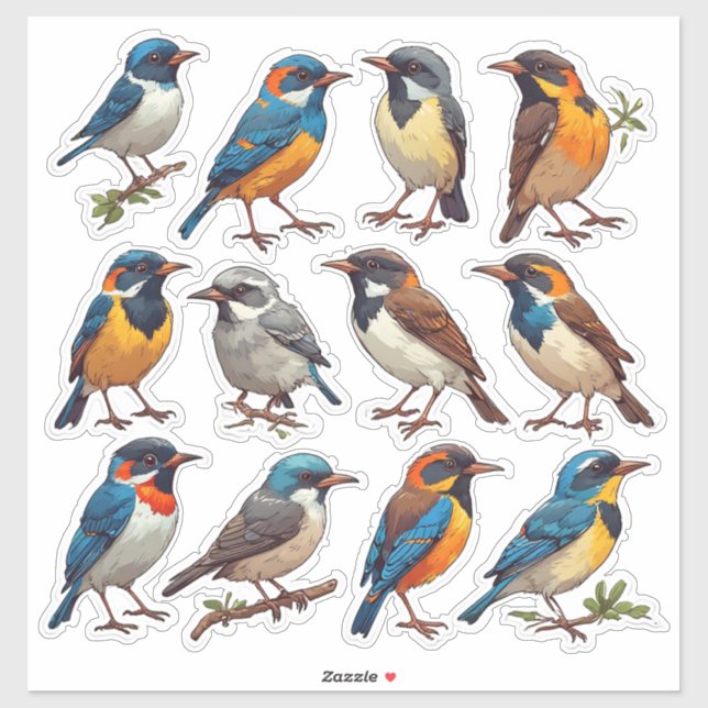 Sticker Pack d'autocollants d'illustration d'oiseau de pri (Feuille)