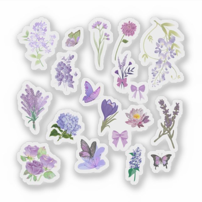 Sticker Pack d'autocollants Fleurs Violettes (Devant)