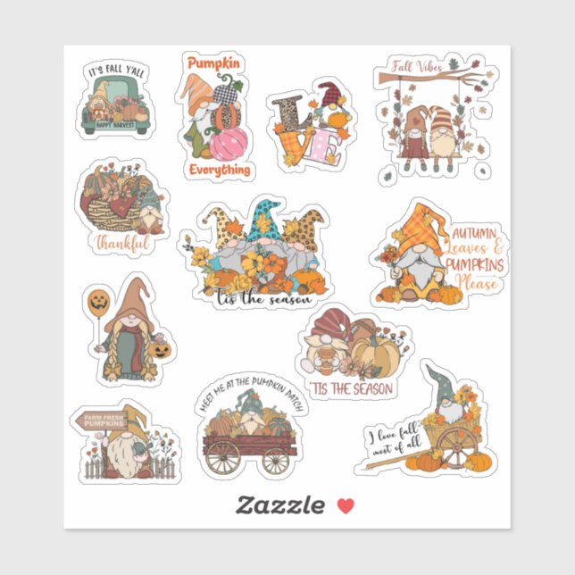 Sticker Pack d'autocollants Gnomes Automne (Feuille)