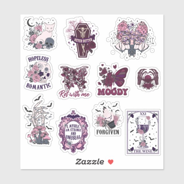 Sticker Pack d'autocollants gothiques et Halloween (Feuille)