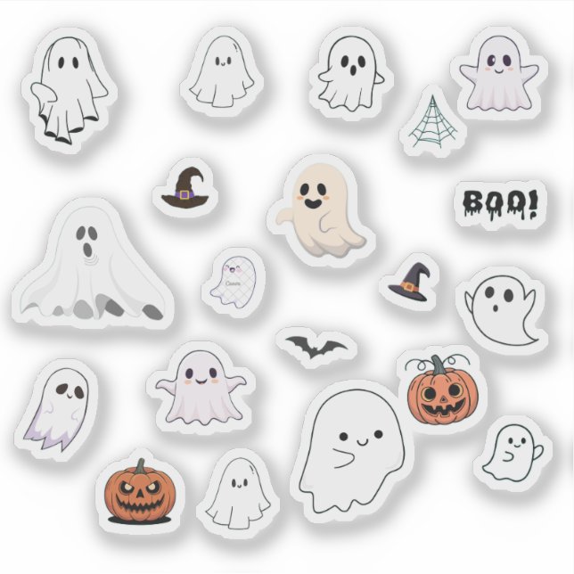 Sticker Pack d'autocollants Halloween de fantôme mignon  (Devant)