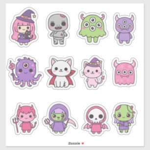 Sticker Pack d'autocollants Kawaii Pastel Monster Mash