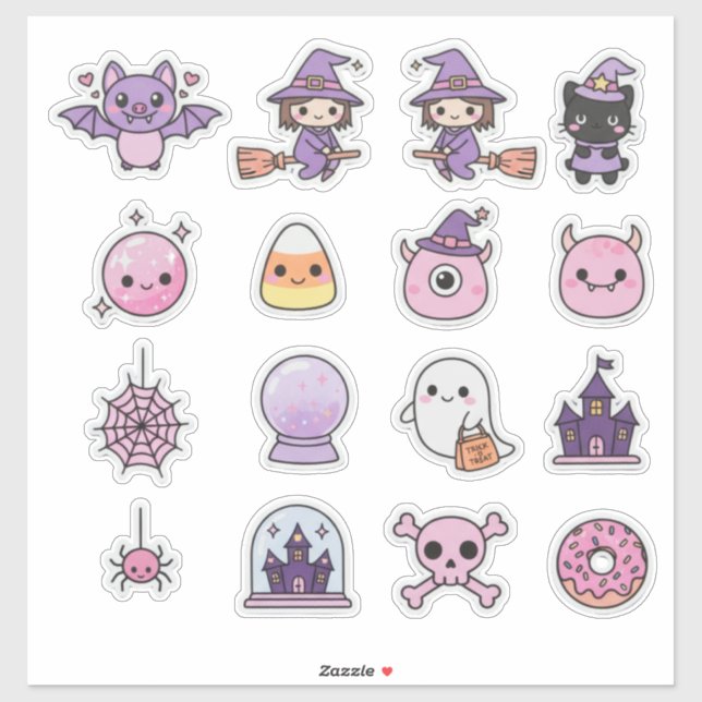 Sticker Pack d'autocollants Kawaii Pastel Witchcraft & Won (Feuille)