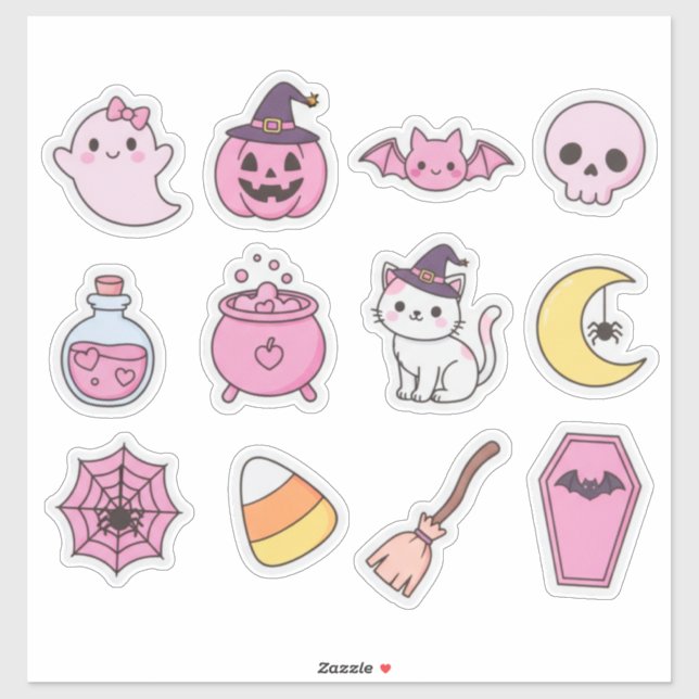 Sticker Pack d'autocollants magiques Kawaii Pastel Hallowe (Feuille)
