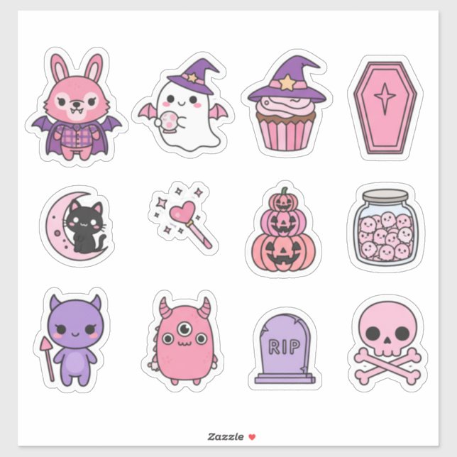Sticker Pack d'autocollants magiques Kawaii Pastel Moonlig (Feuille)