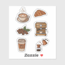 Pack d'autocollants pour café esthétique