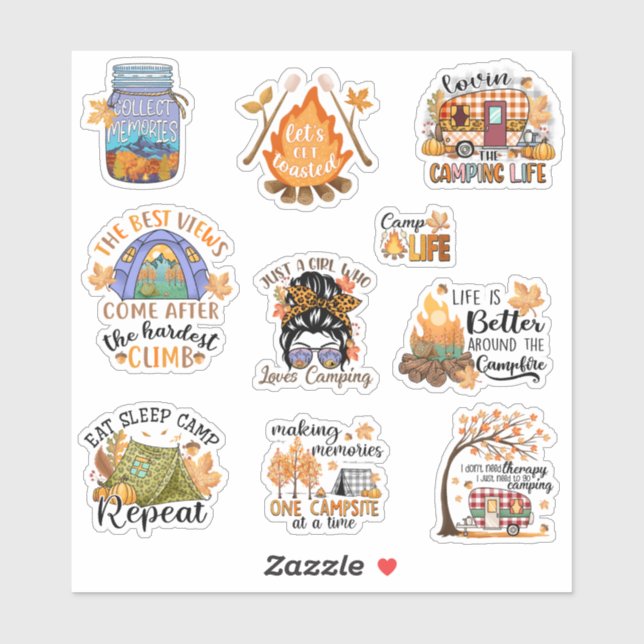 Sticker Pack d'autocollants pour le camping d'automne et l (Feuille)