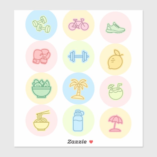 Sticker Pack d'autocollants pour un mode de vie sain | Fit (Feuille)