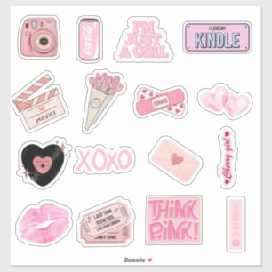 Sticker Pack d'autocollants rose esthétique mignon