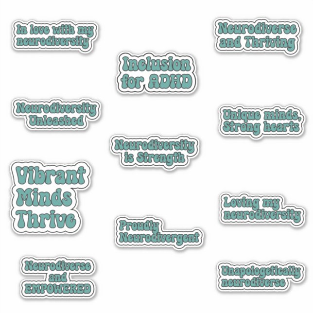 Sticker Pack d'autocollants texte Turquoise de sensibilisa (Devant)