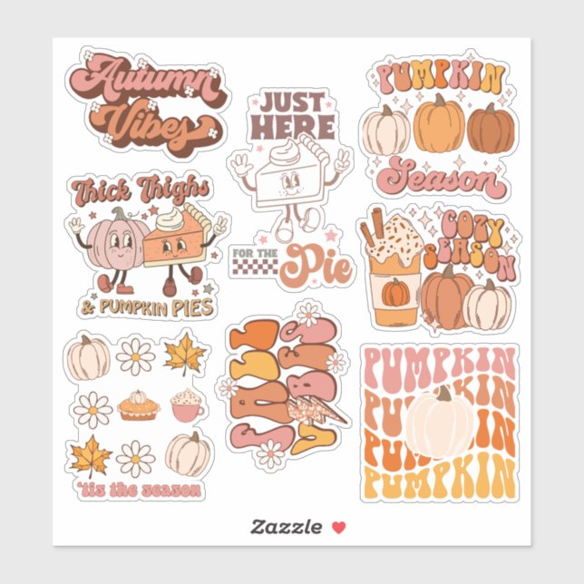Sticker Pack de conceptions rétro automne et Thanksgiving (Feuille)