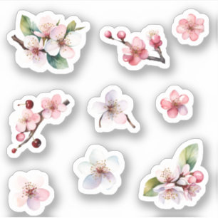 Sticker Pack de fleurs de cerisier Sakura rose et blanc