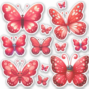Sticker pack de papillons rouges vibrants