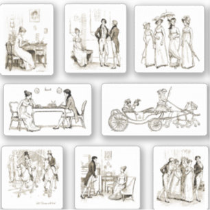 Sticker Pack d'illustrations de livre beige Orgueil et Pré