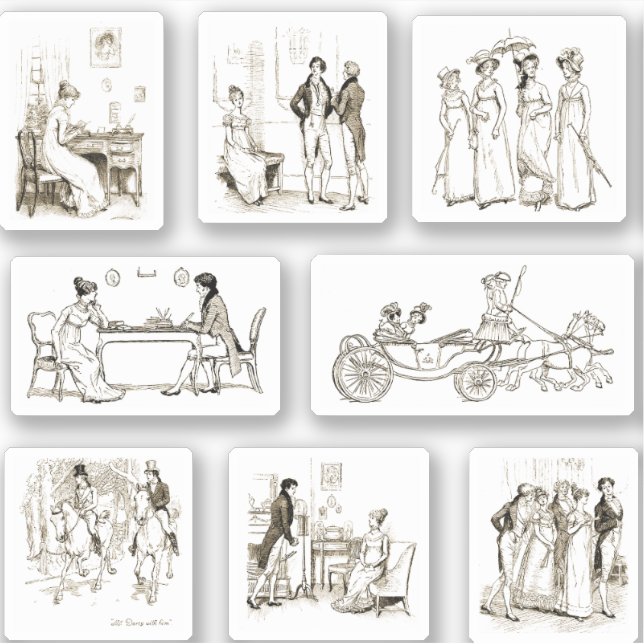 Sticker Pack d'illustrations de livre beige Orgueil et Pré (Devant)